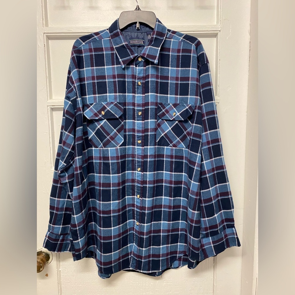 MENS long sleeves FLANNEL shirt size XLT PRIVATE CLUB BRAND